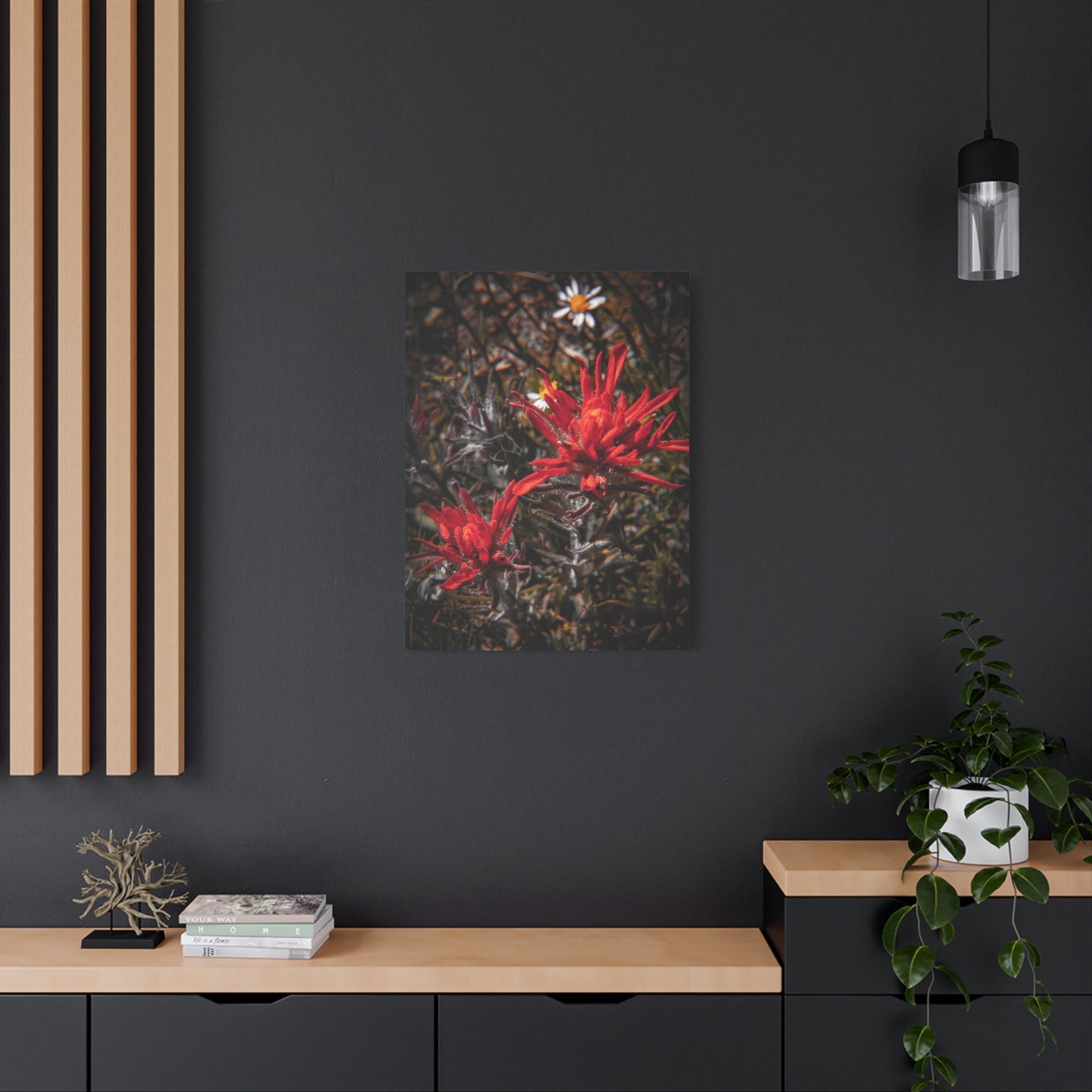 Black and Red Indian Paint Brush Canvas