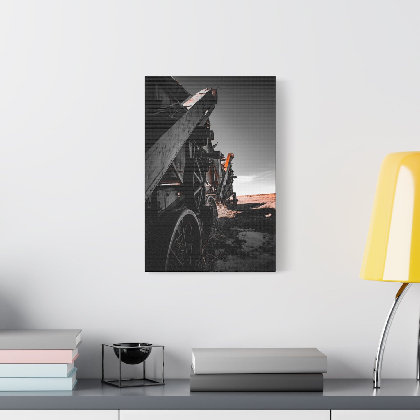 Black and Rusty Farm Equipment Canvas
