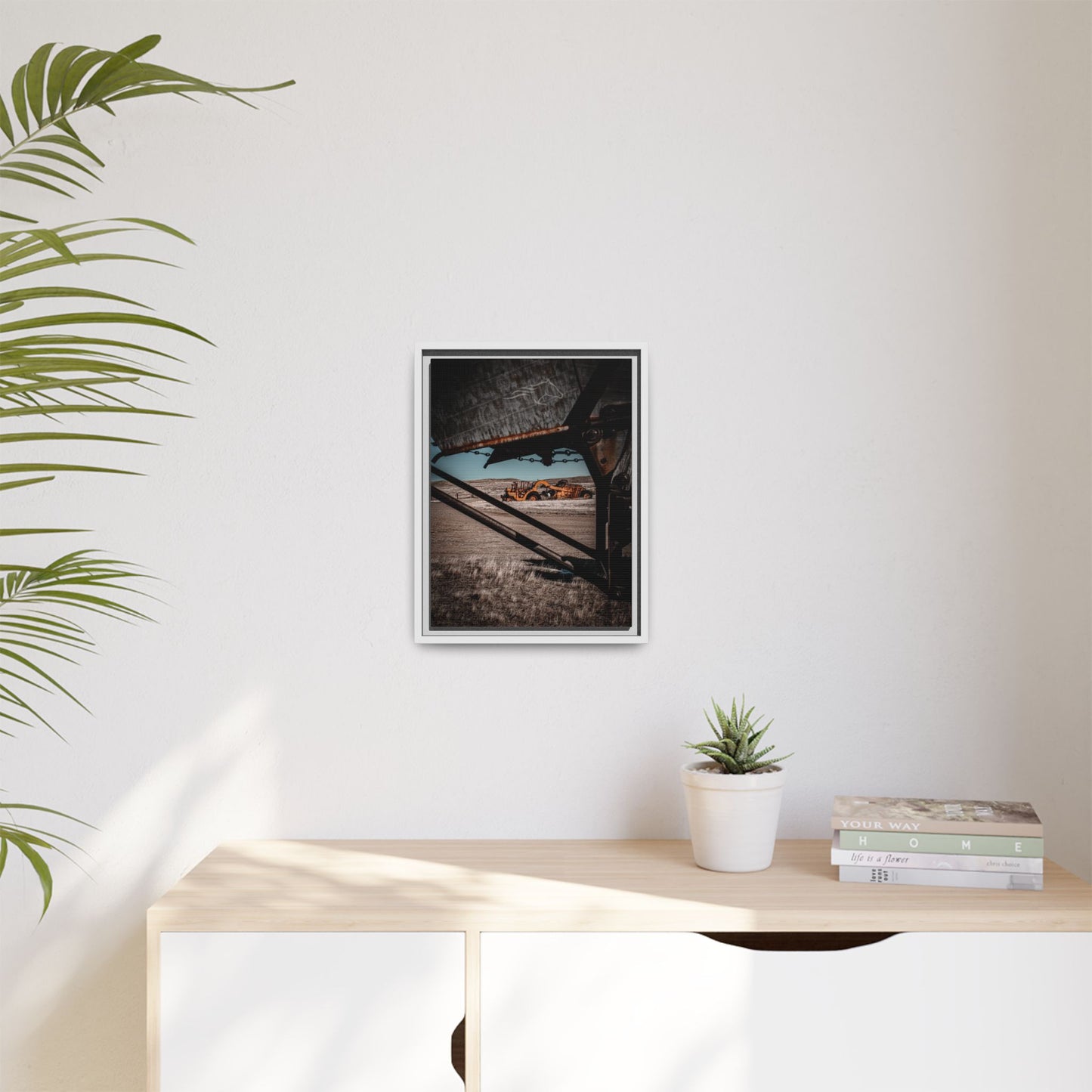 Rustic Yellow John Deer Framed Canvas